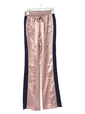 ✨Etophe Studios Satin Track Pants in a blush pink and navy colorway-y2k-flare✨